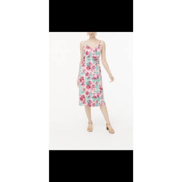 NWT J.Crew •0• Pink Floral Woven Cotton Sleeveless Wrap Dress #AO365 - Picture 4 of 13
